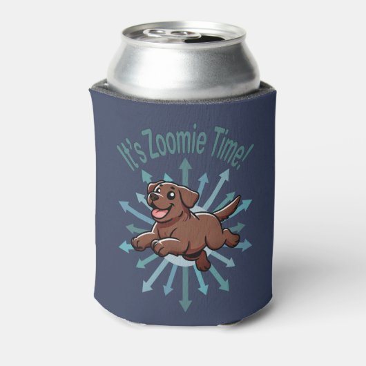 Het is Zoomie Time Chocolate Lab Blikjeskoeler (Blikje Achterkant)