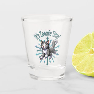 Het is Zoomie Time Grey Bicolor Cat Shot Glas