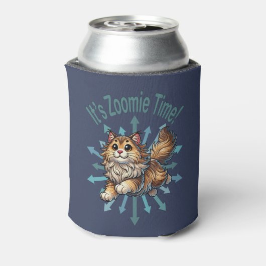 Het is Zoomie Time Noorse Boskat Blikjeskoeler (Blikje Achterkant)