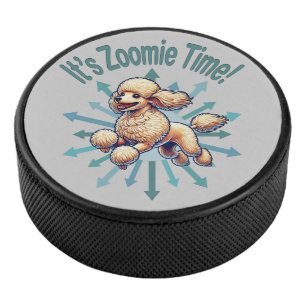Het is Zoomie Time Poodle Hockey Puck