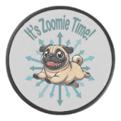 Het is Zoomie Time Pug Hockey Puck (Voorkant)