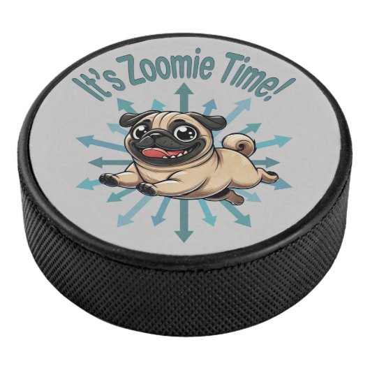 Het is Zoomie Time Pug Hockey Puck (3/4)