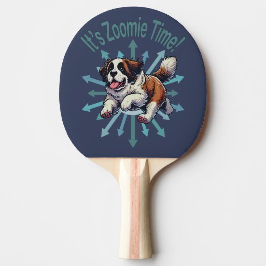Het is Zoomie Time Saint Bernard Tafeltennisbatje (Voorkant)