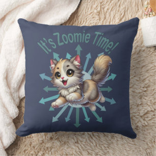 Het is Zoomie Time Schattige Tricolor Cat Kussen