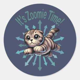 Het is Zoomie Time Scottish Fold Cat Ronde Sticker