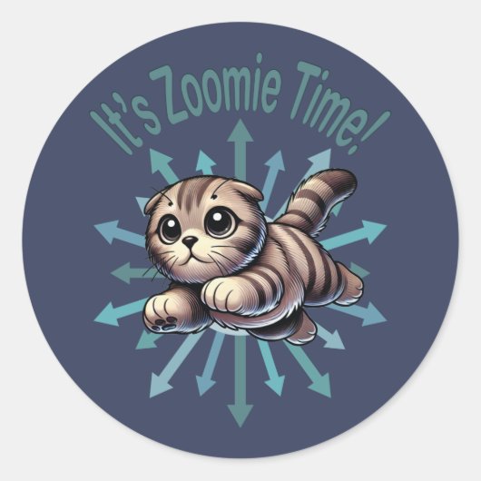 Het is Zoomie Time Scottish Fold Cat Ronde Sticker (Voorkant)
