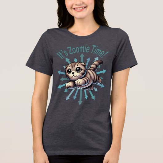 Het is Zoomie Time Scottish Fold Cat Tri-Blend Shirt (Voorkant)