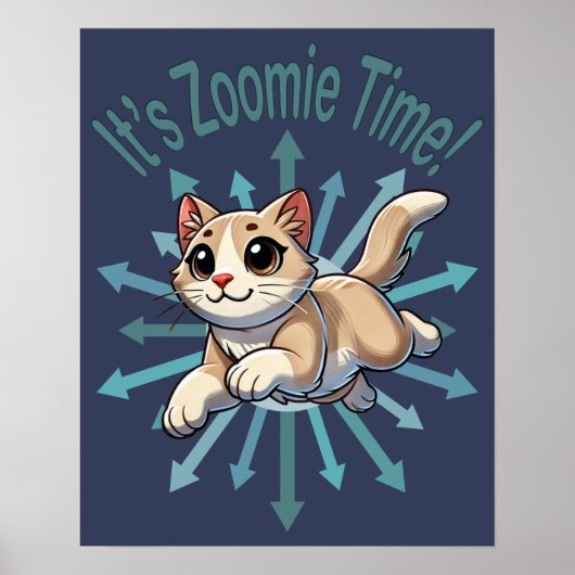 Het is Zoomie Time Tan Bicolor Cat Poster (Voorkant)