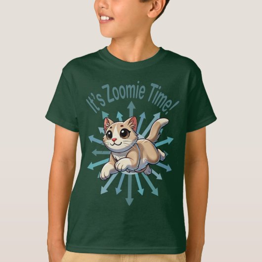 Het is Zoomie Time Tan Bicolor Cat T-shirt (Voorkant)