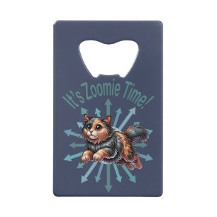 Het is Zoomie Time Tortoise Shell Cat Creditkaart Flessenopener