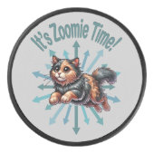 Het is Zoomie Time Tortoise Shell Cat Hockey Puck (Voorkant)