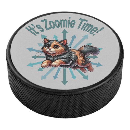 Het is Zoomie Time Tortoise Shell Cat Hockey Puck (3/4)