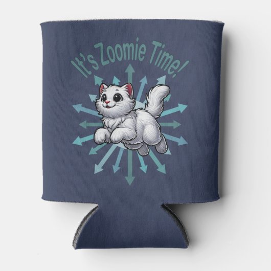 Het is Zoomie Time White Cat Blikjeskoeler (Voorkant)