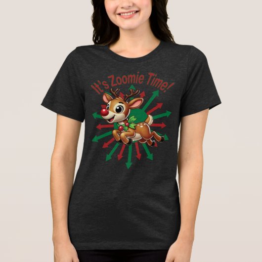 Het is Zoomietijd! Kerst rendieren Tri-Blend Shirt (Voorkant)
