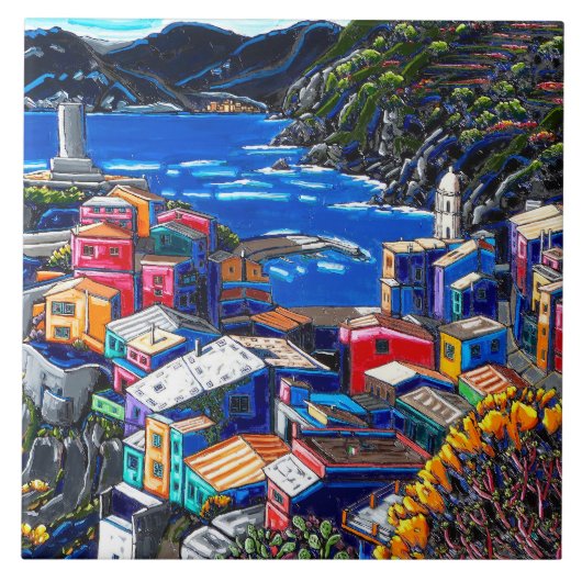 Het "Italiaans dorp" decoratieve kunsttegels Tegeltje (Voorkant)