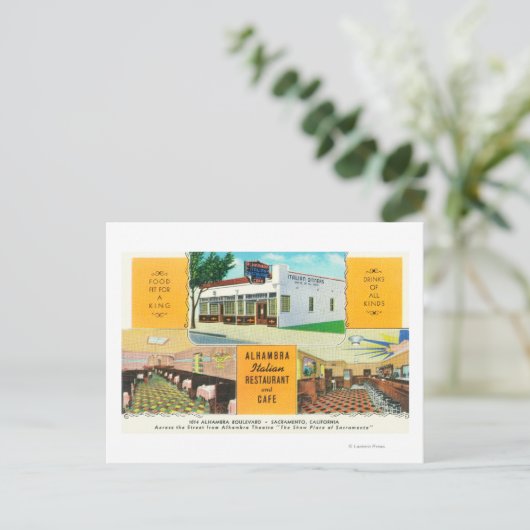 Het Italiaanse restaurant Alhambra & Caf � Briefkaart (Staand voorkant)