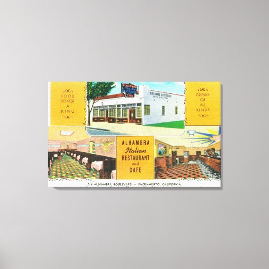 Het Italiaanse restaurant Alhambra & Caf � Canvas Afdruk (Voorkant)