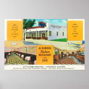 Het Italiaanse restaurant Alhambra & Caf � Poster