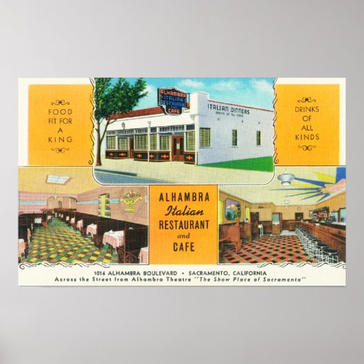 Het Italiaanse restaurant Alhambra & Caf � Poster (Voorkant)