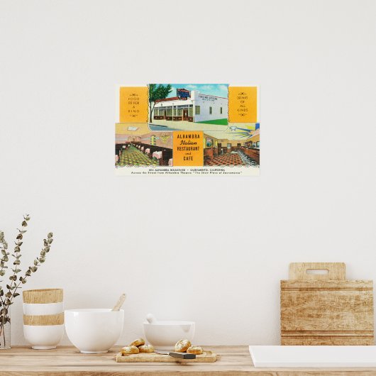 Het Italiaanse restaurant Alhambra & Caf � Poster (Keuken)