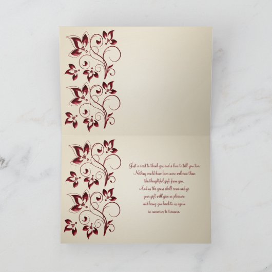 Het ivoor en Claret danken u kaarden Bedankkaart (Binnen)