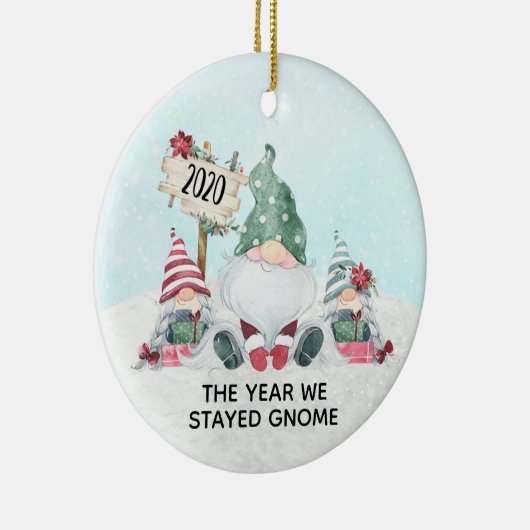 Het jaar 2020 bleven we thuis kerst keramisch ornament (Rechts)