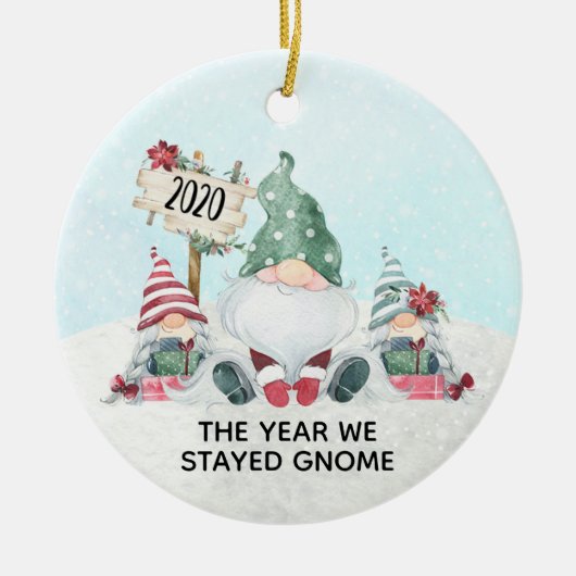 Het jaar 2020 bleven we thuis kerst keramisch ornament (Voorkant)