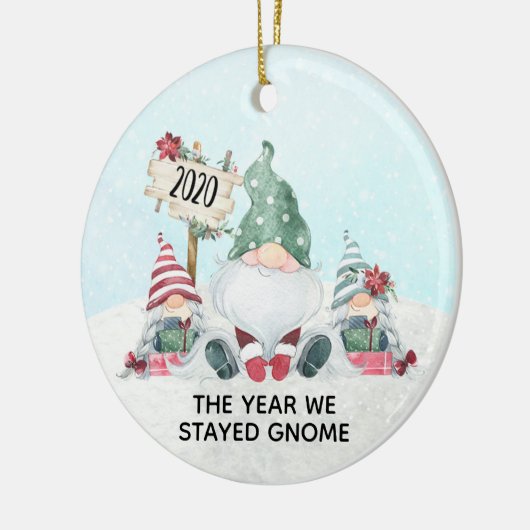 Het jaar 2020 bleven we thuis kerst keramisch ornament (Links)