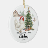 Het Jaar Dat We Kippen Toevoegden Aangepaste Kippe Keramisch Ornament (Rechts)
