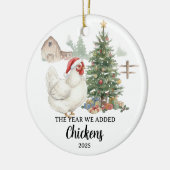 Het Jaar Dat We Kippen Toevoegden Aangepaste Kippe Keramisch Ornament (Links)