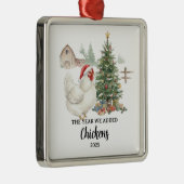Het Jaar Dat We Kippen Toevoegden Aangepaste Kippe Metalen Ornament (Rechts)