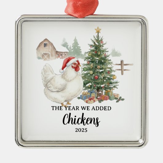 Het Jaar Dat We Kippen Toevoegden Aangepaste Kippe Metalen Ornament (Voorkant)