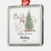 Het Jaar Dat We Kippen Toevoegden Aangepaste Kippe Metalen Ornament (Links)
