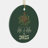 Het jaar dat we Mr & Mrs 2025 gepersonaliseerd wer Keramisch Ornament (Rechts)