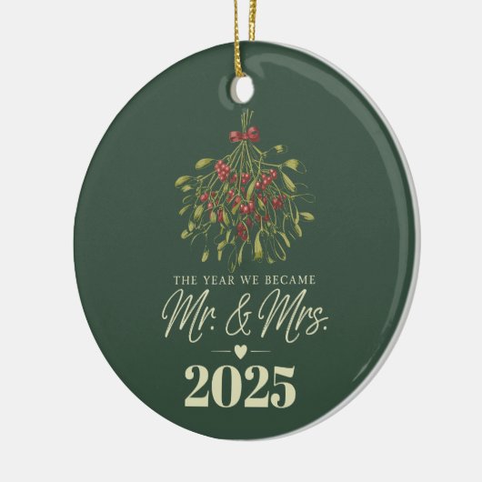 Het jaar dat we Mr & Mrs 2025 gepersonaliseerd wer Keramisch Ornament (Links)