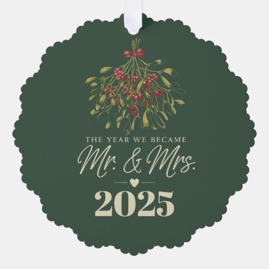 Het jaar dat we Mr & Mrs 2025 gepersonaliseerd wer Ornament Kaart (Voorkant)