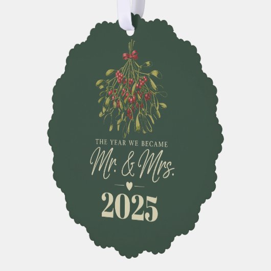 Het jaar dat we Mr & Mrs 2025 gepersonaliseerd wer Ornament Kaart (Links)