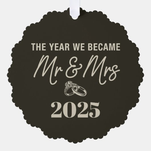 Het jaar dat we Mr & Mrs 2025 gepersonaliseerd wer Ornament Kaart (Voorkant)