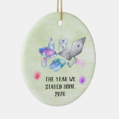 Het jaar dat we thuis bleven 2020 Covid Kerstmis Keramisch Ornament (Rechts)