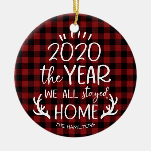 Het jaar dat we thuis bleven 2020 Schattige Covid Keramisch Ornament (Voorkant)