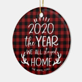 Het jaar dat we thuis bleven 2020 Schattige Covid Keramisch Ornament (Links)