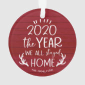 Het jaar dat we thuisbleven 2020 Covid Rustic Wood Ornament (achterkant)