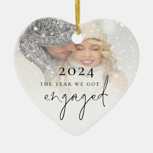 Het jaar dat we verloofde foto overlay keramisch ornament (Voorkant)