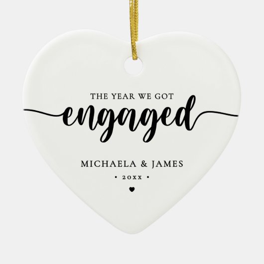 Het jaar dat we verloofde namen en foto's kregen keramisch ornament (Voorkant)