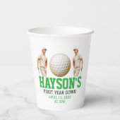 Het jaar erop, golf verder! 1e verjaardag papieren bekers (Achterkant)