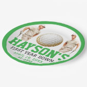 Het jaar erop, golf verder! 1e verjaardag papieren bordje (Gekanteld)