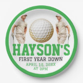 Het jaar erop, golf verder! 1e verjaardag papieren bordje (Voorkant)