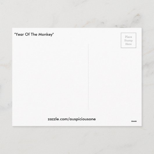 "Het jaar van de aap" Feestdagenkaart (Achterkant)
