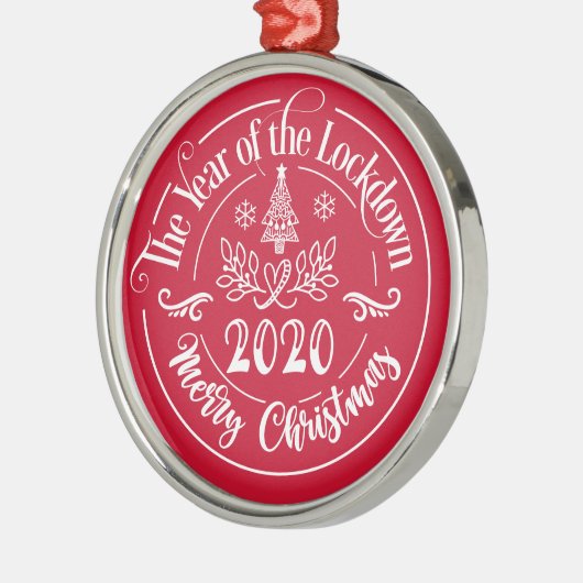 Het jaar van de afgrendeling 2020 grappige kerst metalen ornament (Links)