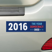 Het jaar van de democratie is voorbij bumpersticker (Op auto)